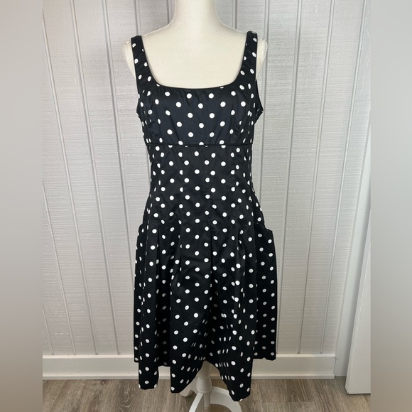 Lauren Ralph Lauren polka dot dress with pockets size 14 Navy and white - Picture 1 of 9